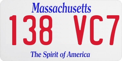 MA license plate 138VC7