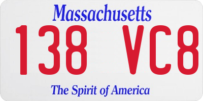 MA license plate 138VC8