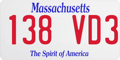 MA license plate 138VD3