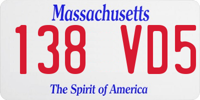 MA license plate 138VD5