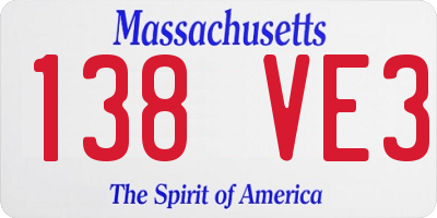 MA license plate 138VE3