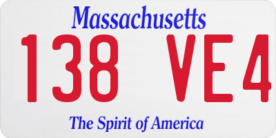 MA license plate 138VE4