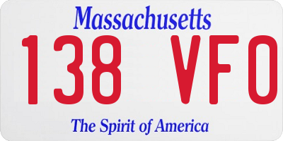 MA license plate 138VF0