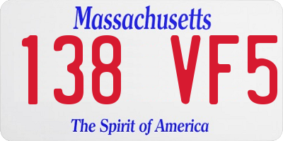 MA license plate 138VF5