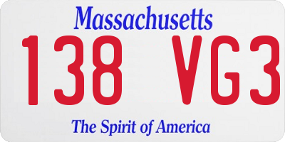 MA license plate 138VG3