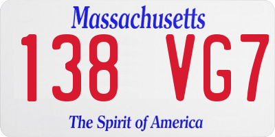 MA license plate 138VG7