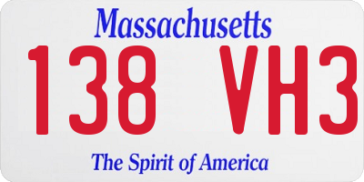 MA license plate 138VH3