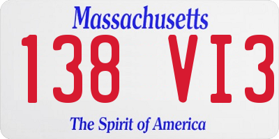 MA license plate 138VI3