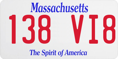 MA license plate 138VI8