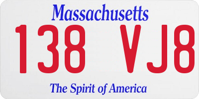 MA license plate 138VJ8