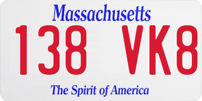 MA license plate 138VK8