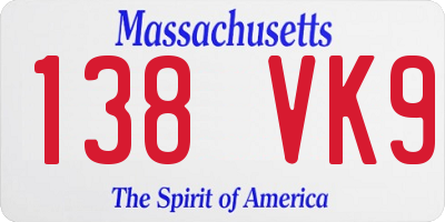 MA license plate 138VK9