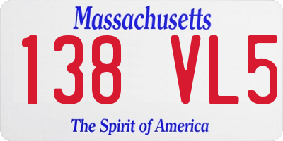 MA license plate 138VL5