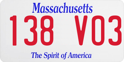 MA license plate 138VO3