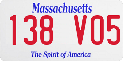 MA license plate 138VO5
