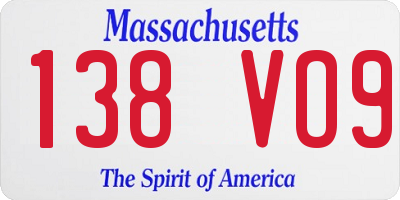 MA license plate 138VO9