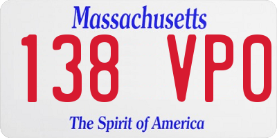 MA license plate 138VP0