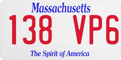 MA license plate 138VP6