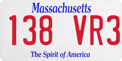 MA license plate 138VR3