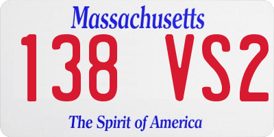 MA license plate 138VS2