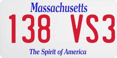 MA license plate 138VS3