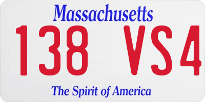 MA license plate 138VS4