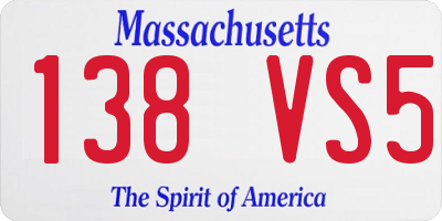 MA license plate 138VS5