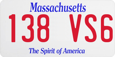 MA license plate 138VS6