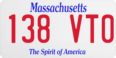 MA license plate 138VT0