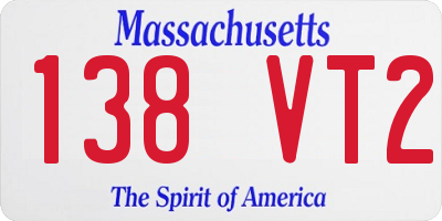 MA license plate 138VT2