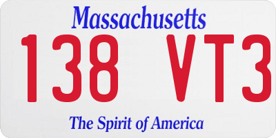 MA license plate 138VT3