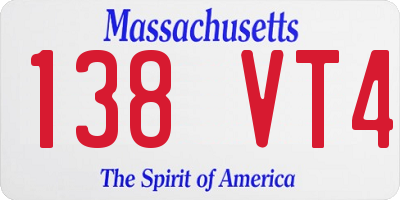 MA license plate 138VT4