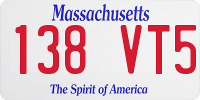 MA license plate 138VT5