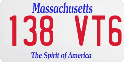 MA license plate 138VT6