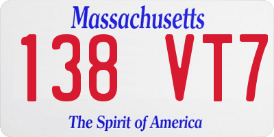 MA license plate 138VT7