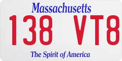 MA license plate 138VT8