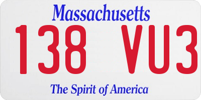 MA license plate 138VU3