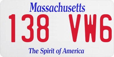 MA license plate 138VW6