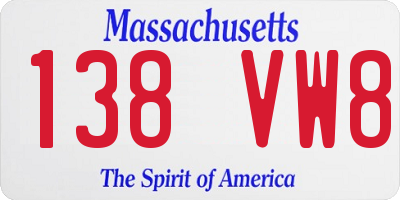 MA license plate 138VW8