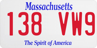 MA license plate 138VW9