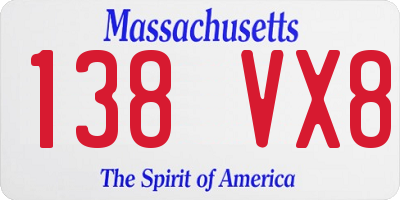 MA license plate 138VX8