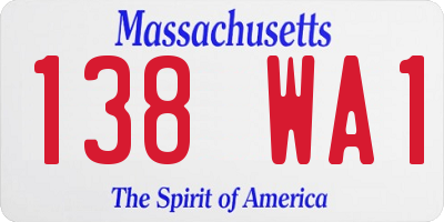 MA license plate 138WA1