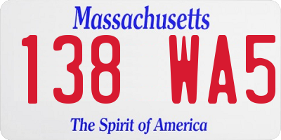 MA license plate 138WA5