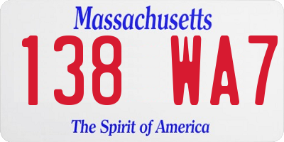 MA license plate 138WA7