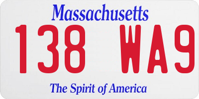 MA license plate 138WA9