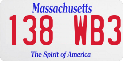 MA license plate 138WB3
