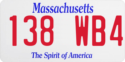 MA license plate 138WB4