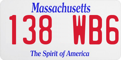 MA license plate 138WB6