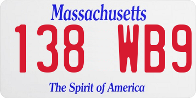 MA license plate 138WB9