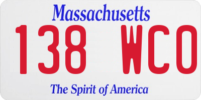 MA license plate 138WC0